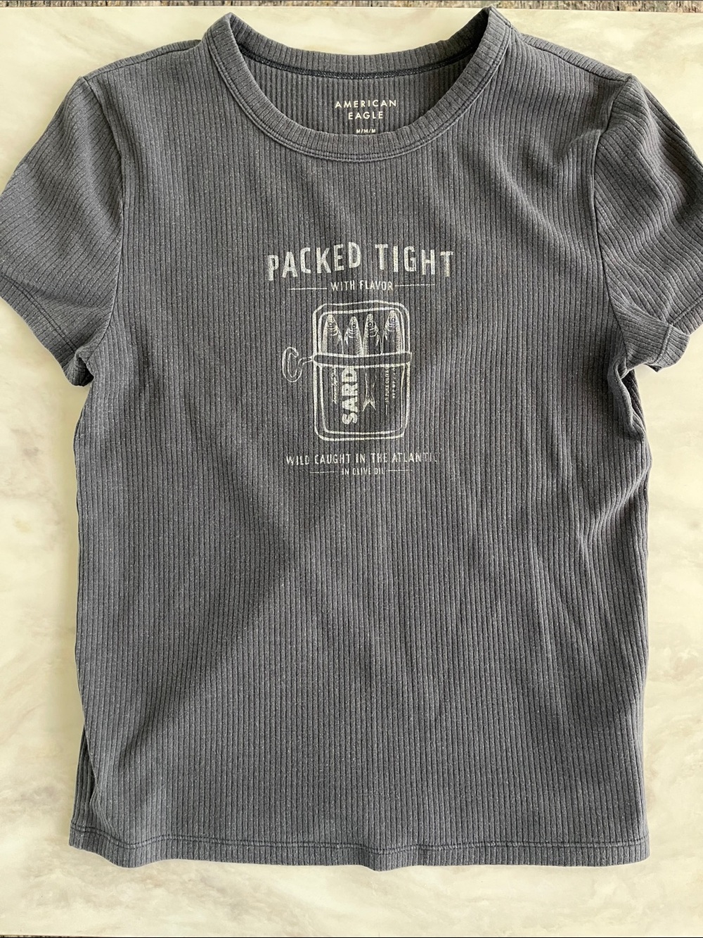 American Eagle Ribbed Graphic Tee M - Picture 2 of 4